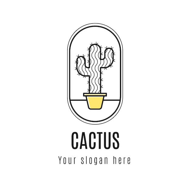 Plantilla de logotipo de cactus plano