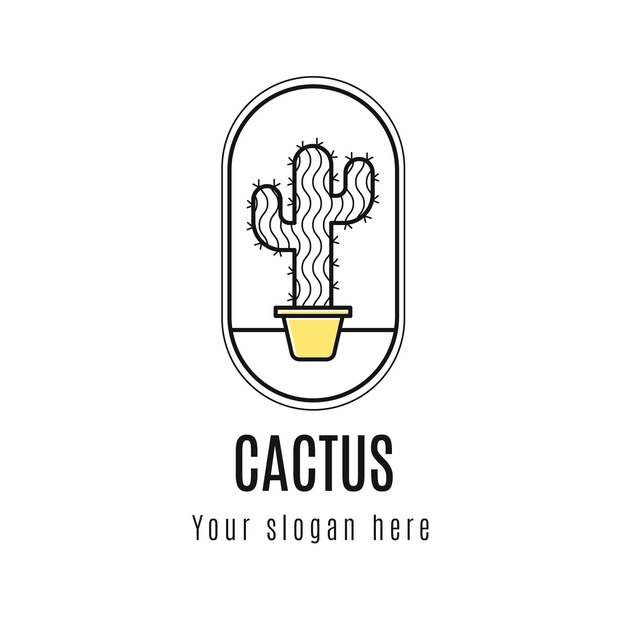 Plantilla de logotipo de cactus plano