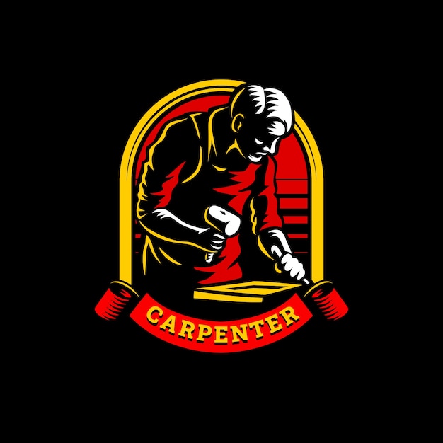 Plantilla de logotipo de carpintero dibujado a mano