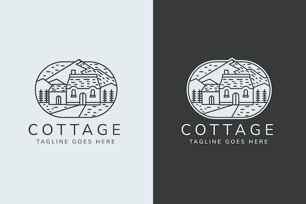 Plantilla de logotipo de casa de campo dibujada a mano