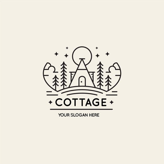 Plantilla de logotipo de casa de campo de diseño plano