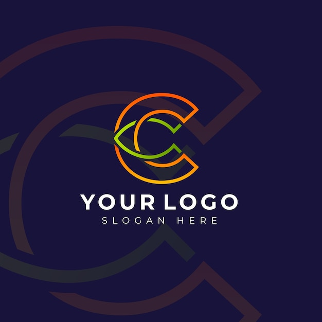 Vector gratuito plantilla de logotipo de cc degradado