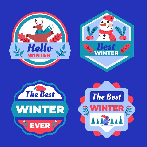 Plantilla de logotipo de celebración de temporada de invierno plana