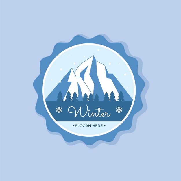Plantilla de logotipo de celebración de temporada de invierno plana