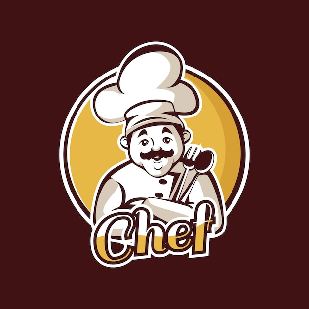 Plantilla de logotipo de chef detallada