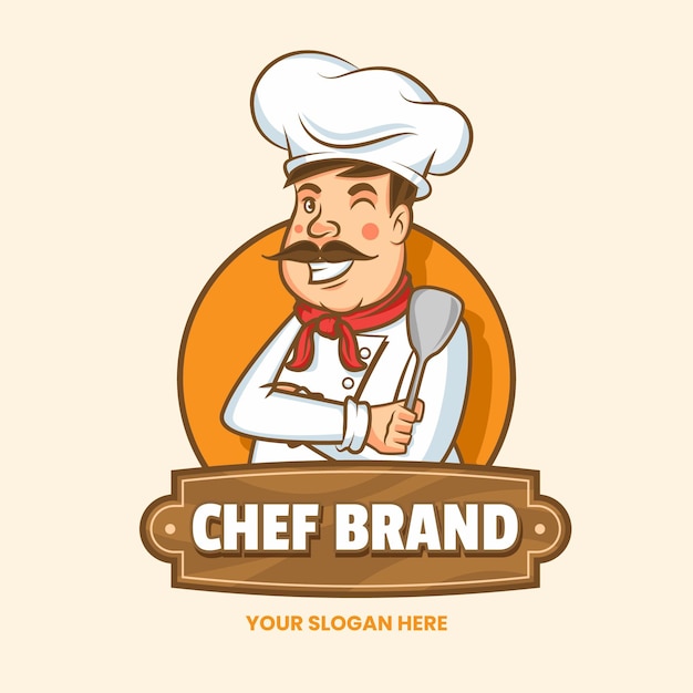 Plantilla de logotipo de chef detallada