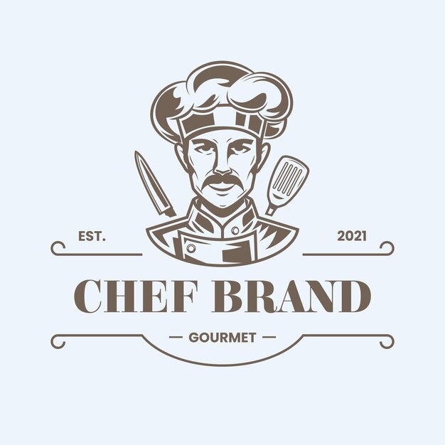 Plantilla de logotipo de chef detallada