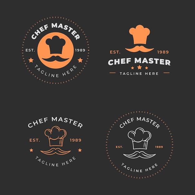 Vector gratuito plantilla de logotipo de chef de diseño plano