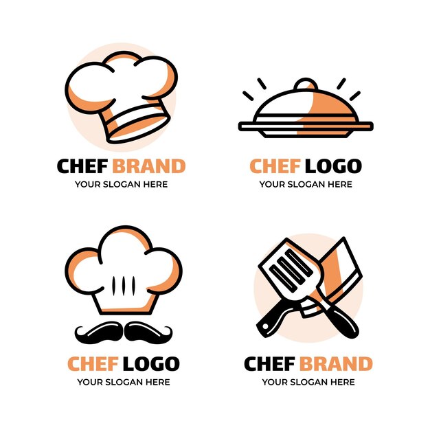 Plantilla de logotipo de chef de diseño plano