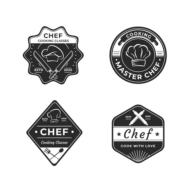 Vector gratuito plantilla de logotipo de chef de diseño plano