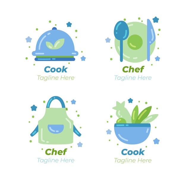 Plantilla de logotipo de chef plano