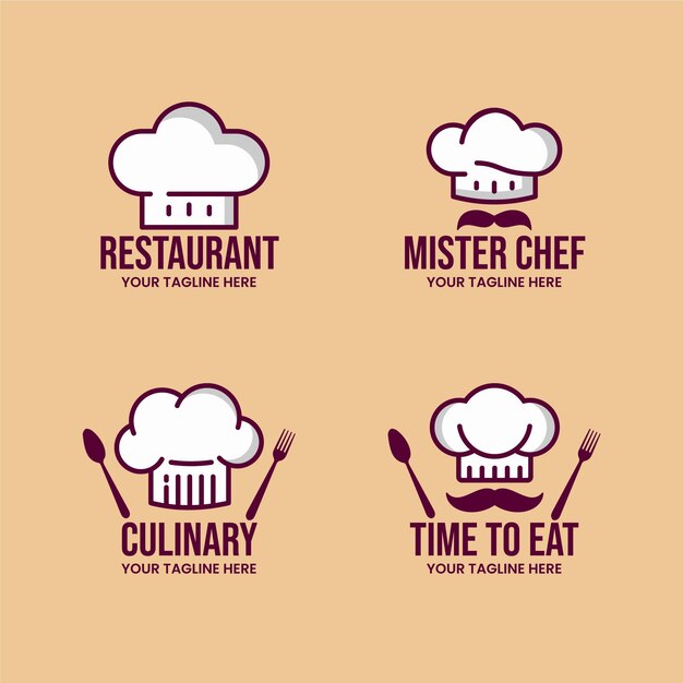 Plantilla de logotipo de chef plano