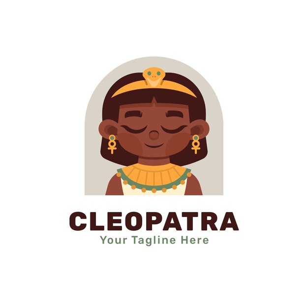 Plantilla de logotipo de cleopatra de diseño plano