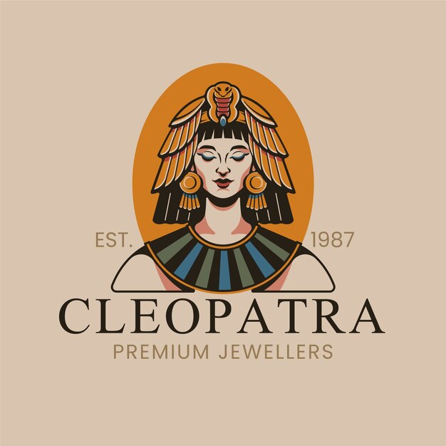 Plantilla de logotipo de cleopatra de diseño plano