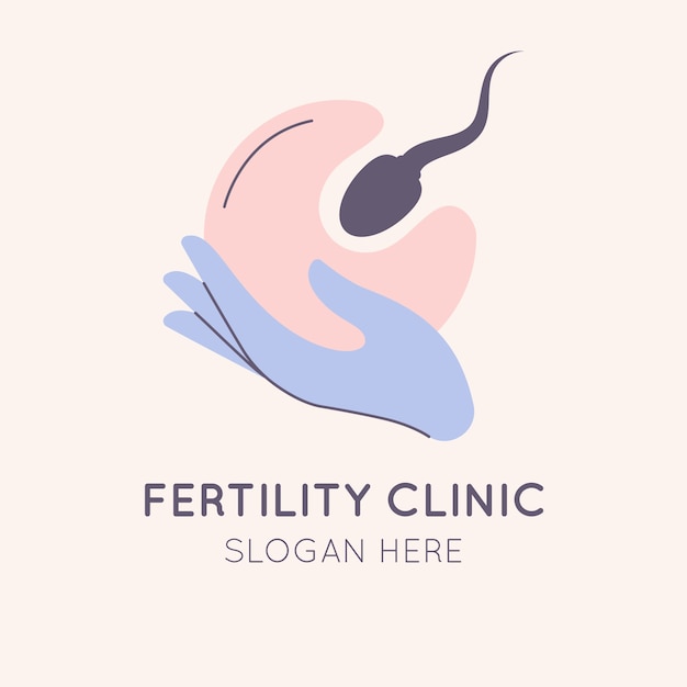 Plantilla de logotipo de clínica de fertilidad dibujada a mano