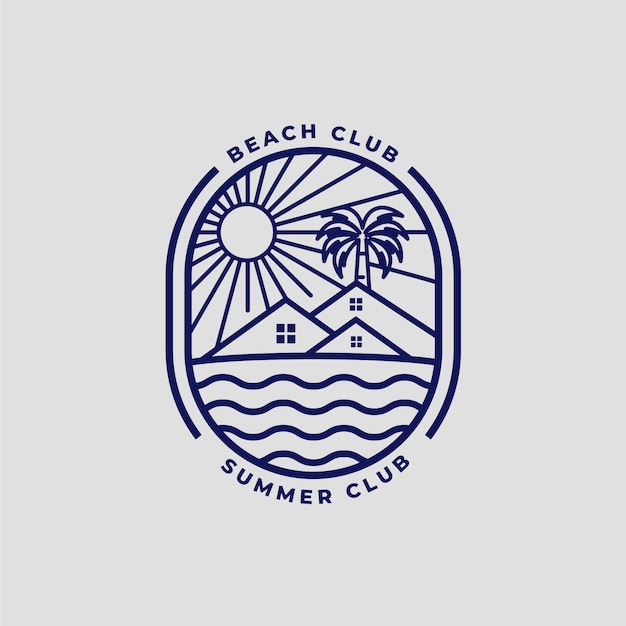 Plantilla de logotipo de club de playa de diseño plano