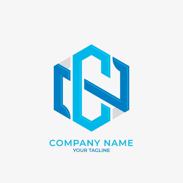 Plantilla de logotipo cn y nc de diseño plano