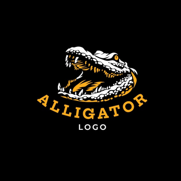 Plantilla de logotipo de cocodrilo dibujado a mano