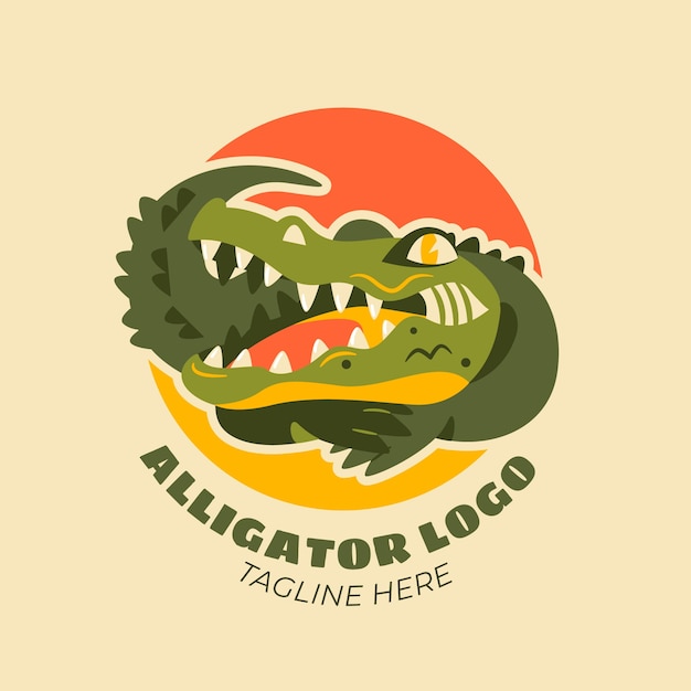 Vector gratuito plantilla de logotipo de cocodrilo plano