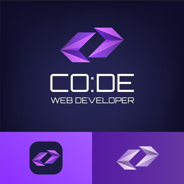 Plantilla de logotipo de código degradado