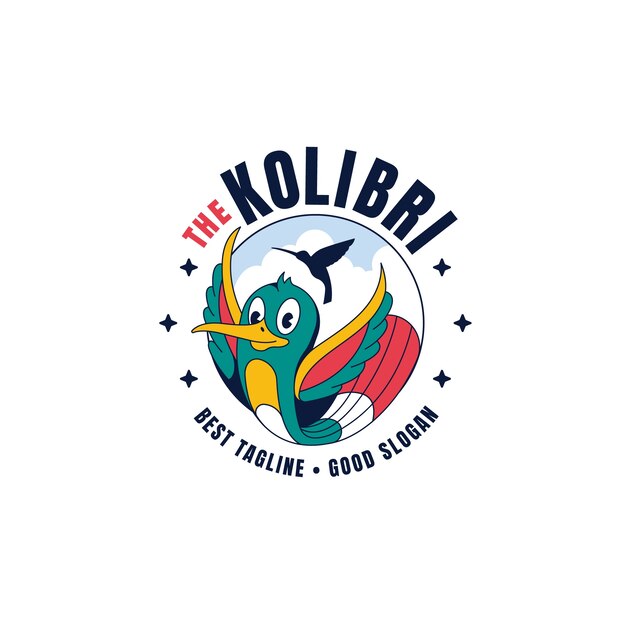 Plantilla de logotipo de colibrí dibujado a mano