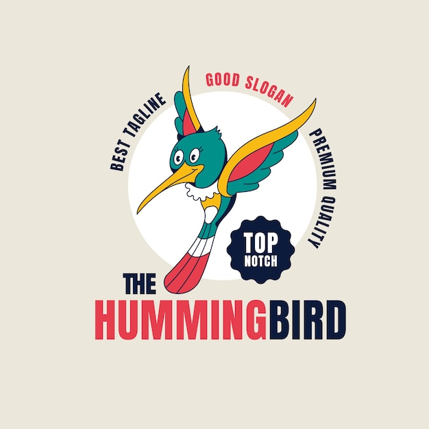 Plantilla de logotipo de colibrí dibujado a mano