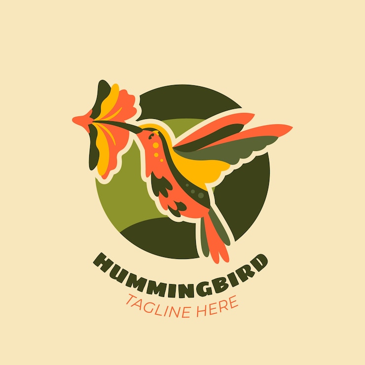 Vector gratuito plantilla de logotipo de colibrí plano