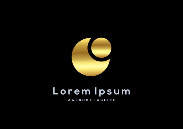 Plantilla de logotipo de color dorado de círculo de luna de lujo