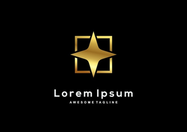 Plantilla de logotipo de color dorado de estrella de lujo