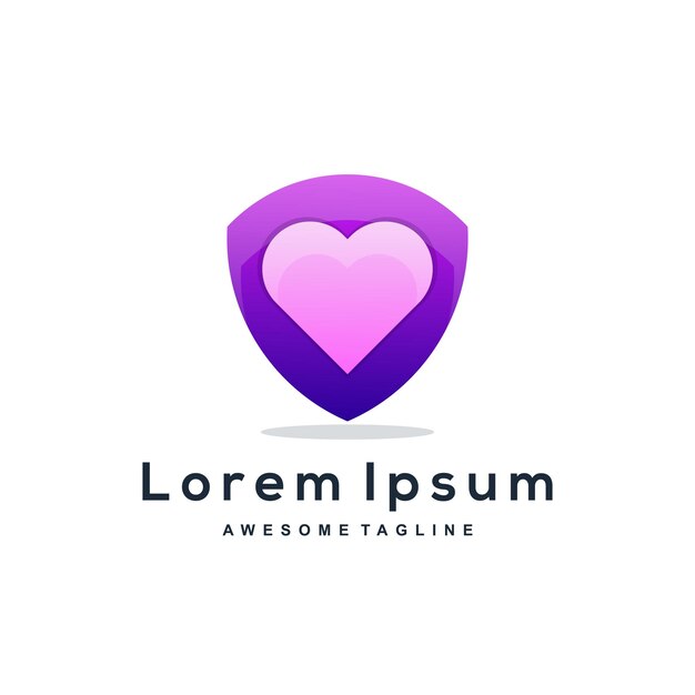 Plantilla de logotipo colorido escudo amor