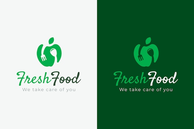 Plantilla de logotipo de comida sana dibujada a mano
