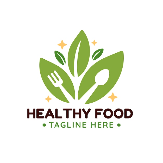 Plantilla de logotipo de comida sana dibujada a mano