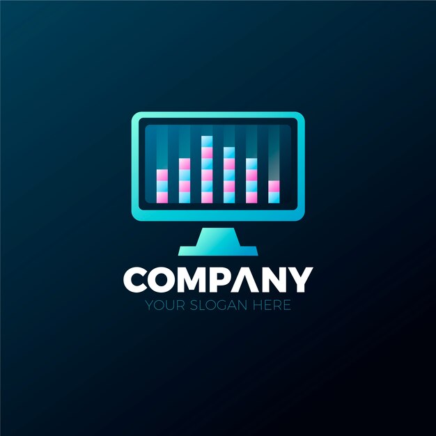 Plantilla de logotipo de computadora de color degradado