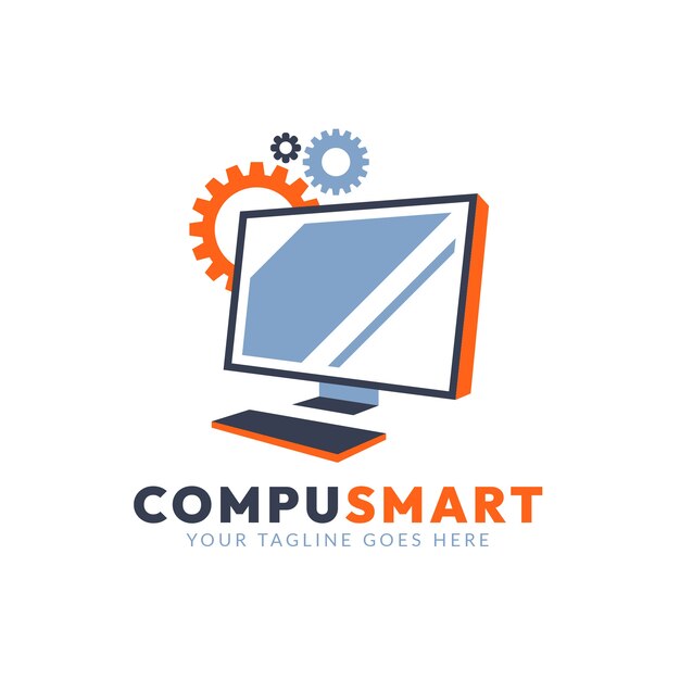 Plantilla de logotipo de computadora creativa