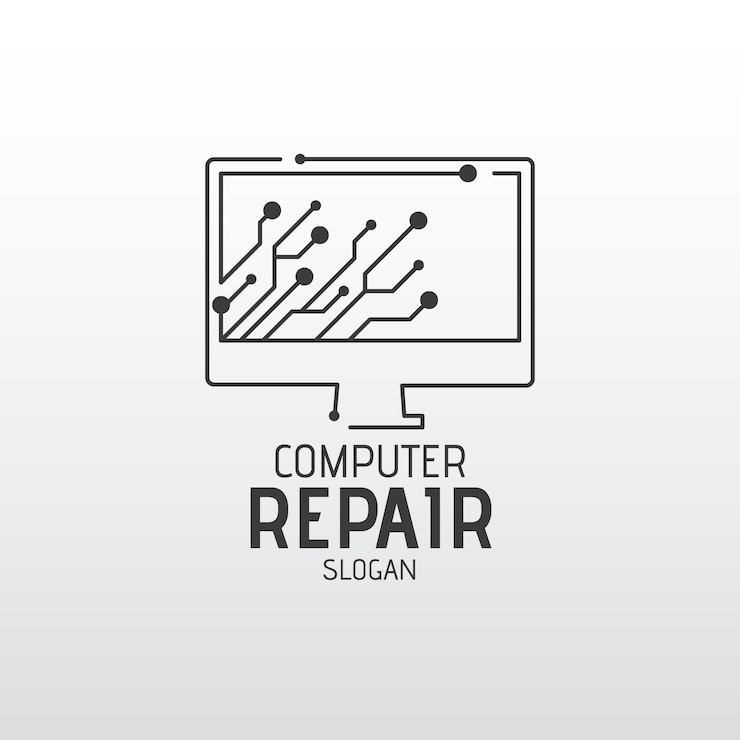 Vector gratuito plantilla de logotipo de computadora creativa