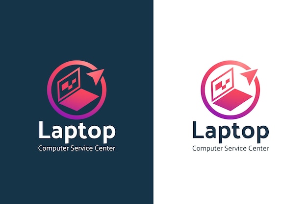 Vector gratuito plantilla de logotipo de computadora degradado