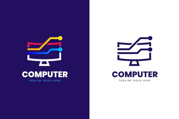 Plantilla de logotipo de computadora degradado