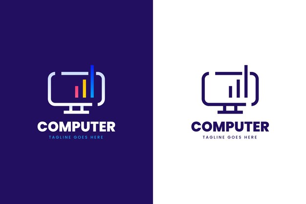 Plantilla de logotipo de computadora degradado