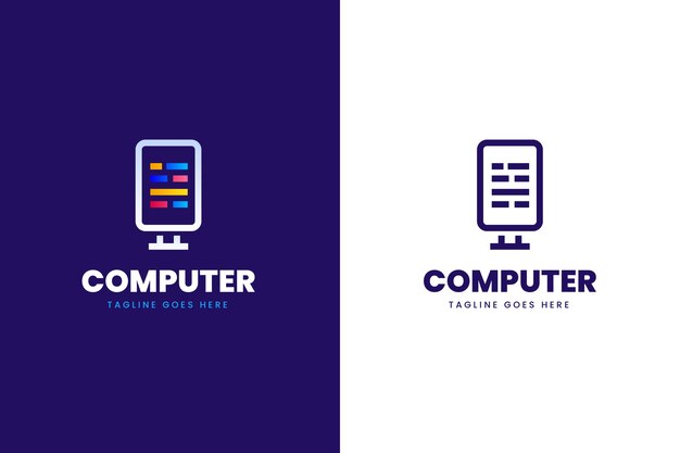 Plantilla de logotipo de computadora degradado