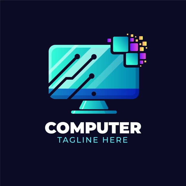 Plantilla de logotipo de computadora degradado