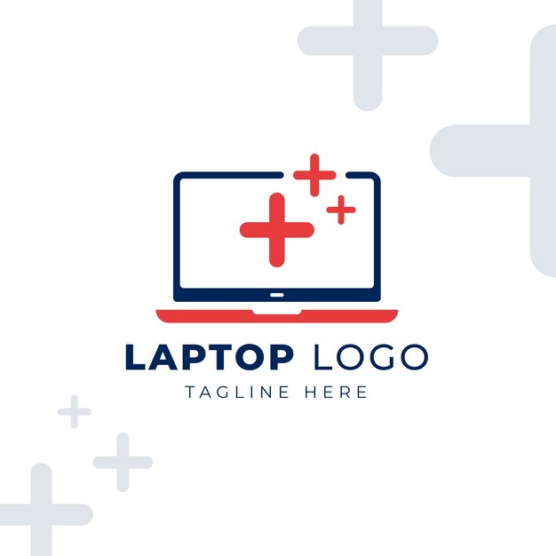 Plantilla de logotipo de computadora de diseño plano
