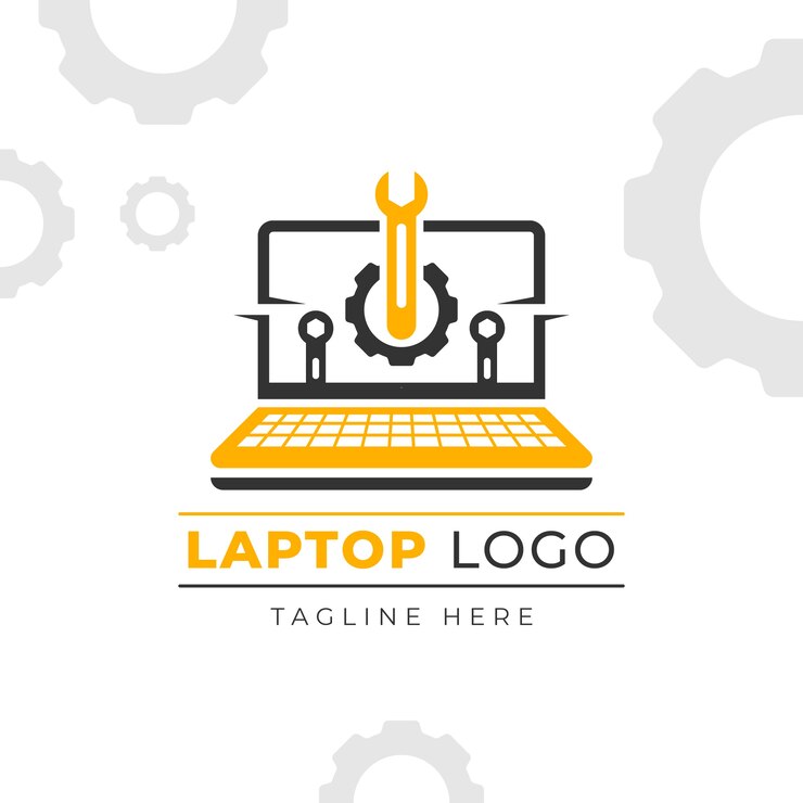 Vector gratuito plantilla de logotipo de computadora de diseño plano