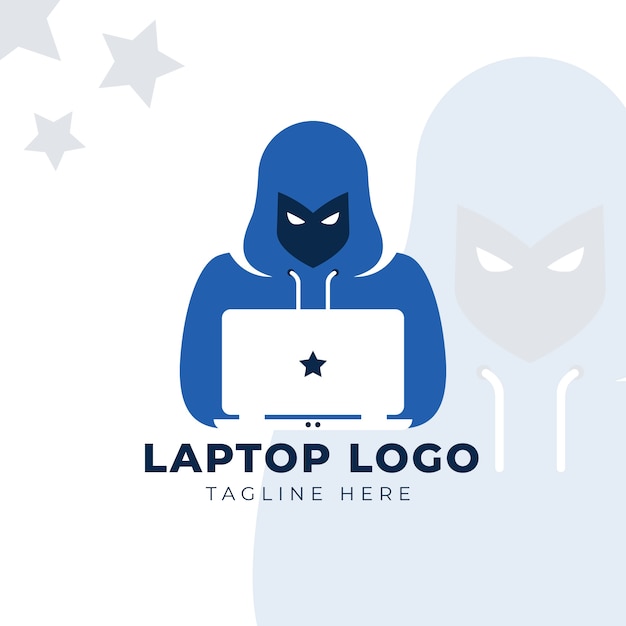 Plantilla de logotipo de computadora de diseño plano