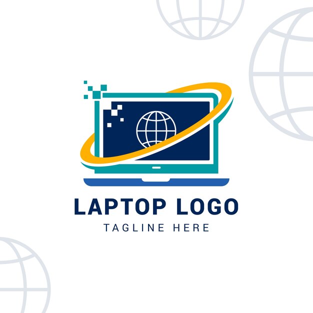 Plantilla de logotipo de computadora de diseño plano