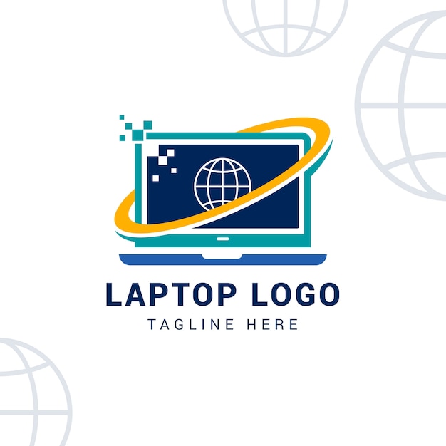 Plantilla de logotipo de computadora de diseño plano