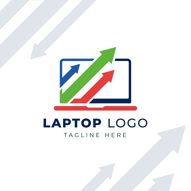 Plantilla de logotipo de computadora de diseño plano