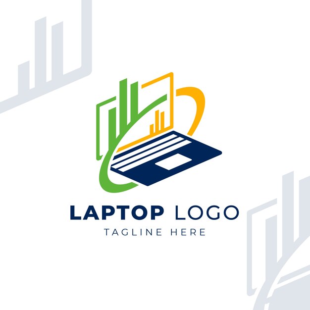Plantilla de logotipo de computadora de diseño plano