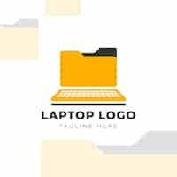 Vector gratuito plantilla de logotipo de computadora de diseño plano