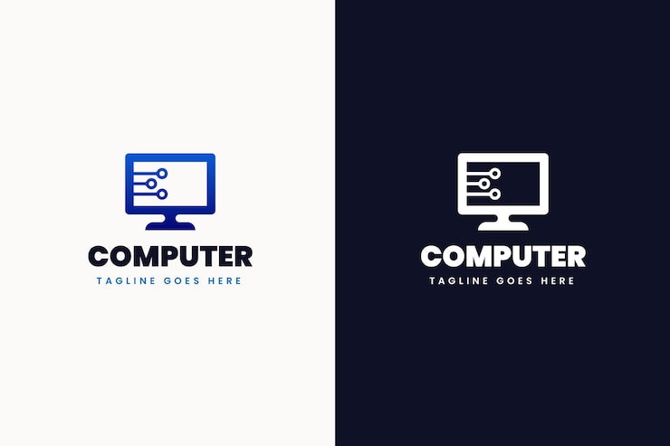 Vector gratuito plantilla de logotipo de computadora de tecnología