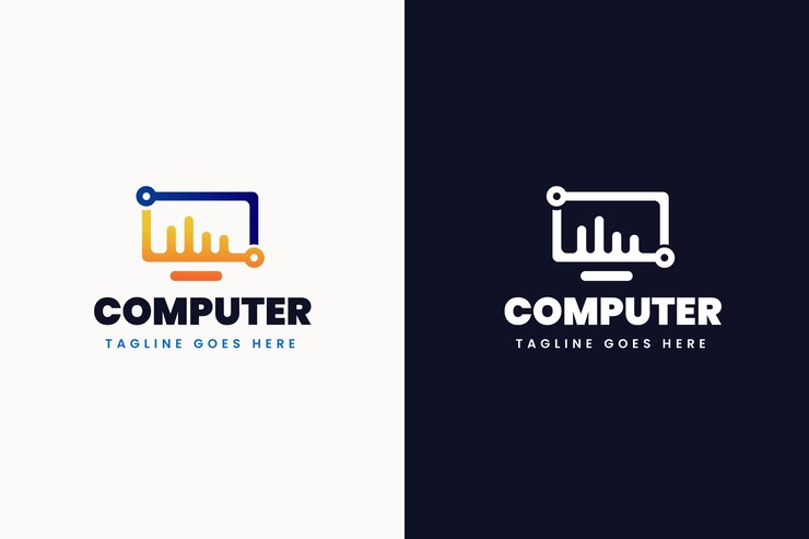 Vector gratuito plantilla de logotipo de computadora de tecnología